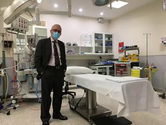 Canterbury Charity Hospital Trust co-founder Phil Bagshaw in one of the hospital's operating theatres. (Image: Oliver Lewis)