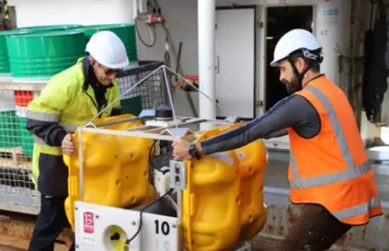 These sensors, being readied aboard the research vessel Tangaroa to be lowered to the ocean floor off Pōrangahau, detect slow-motion earthquakes (Image: GNS Science)